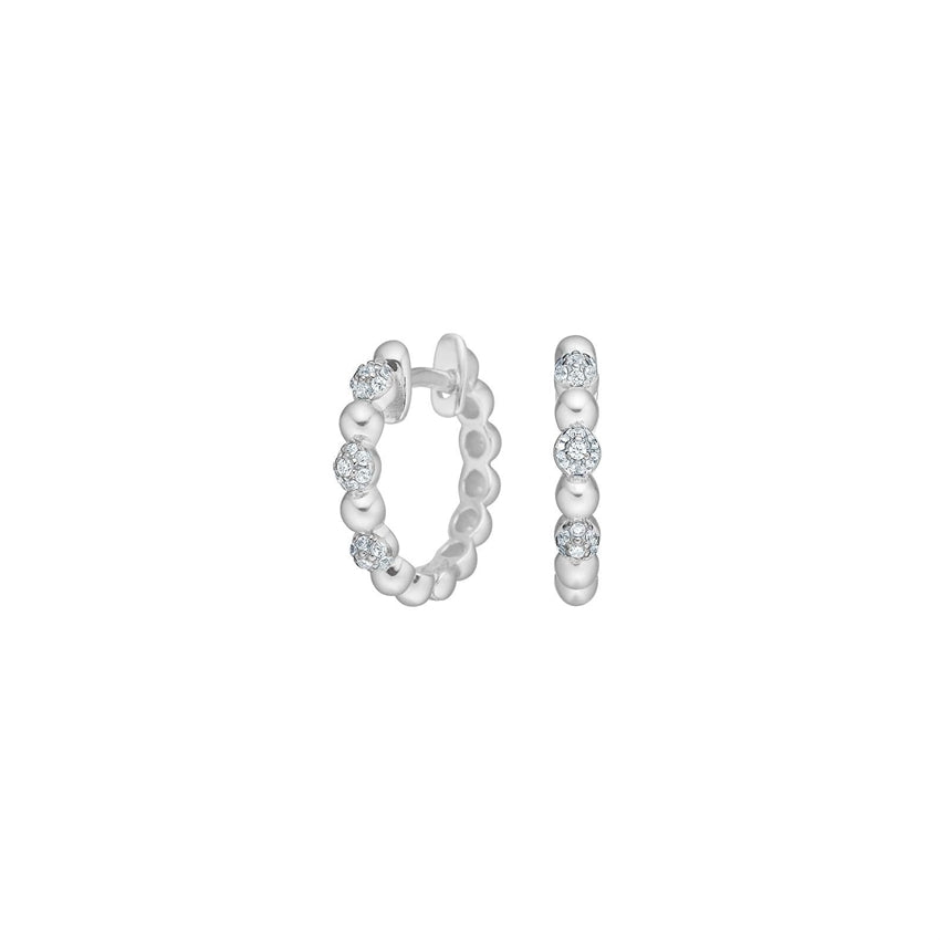 PennyNor øreringe fra Joanli Nor i rhodineret 925 sterlingsølv med hvide zirkonia, 16 mm hoops.